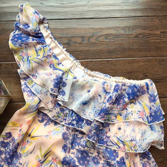 Leith Nordstrom floral one shoulder top size M - Picture 2 of 6